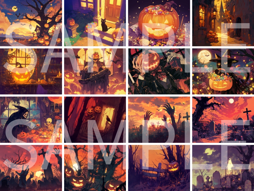 【背景素材】ハロウィンの背景素材100枚(比率4:3サイズ)