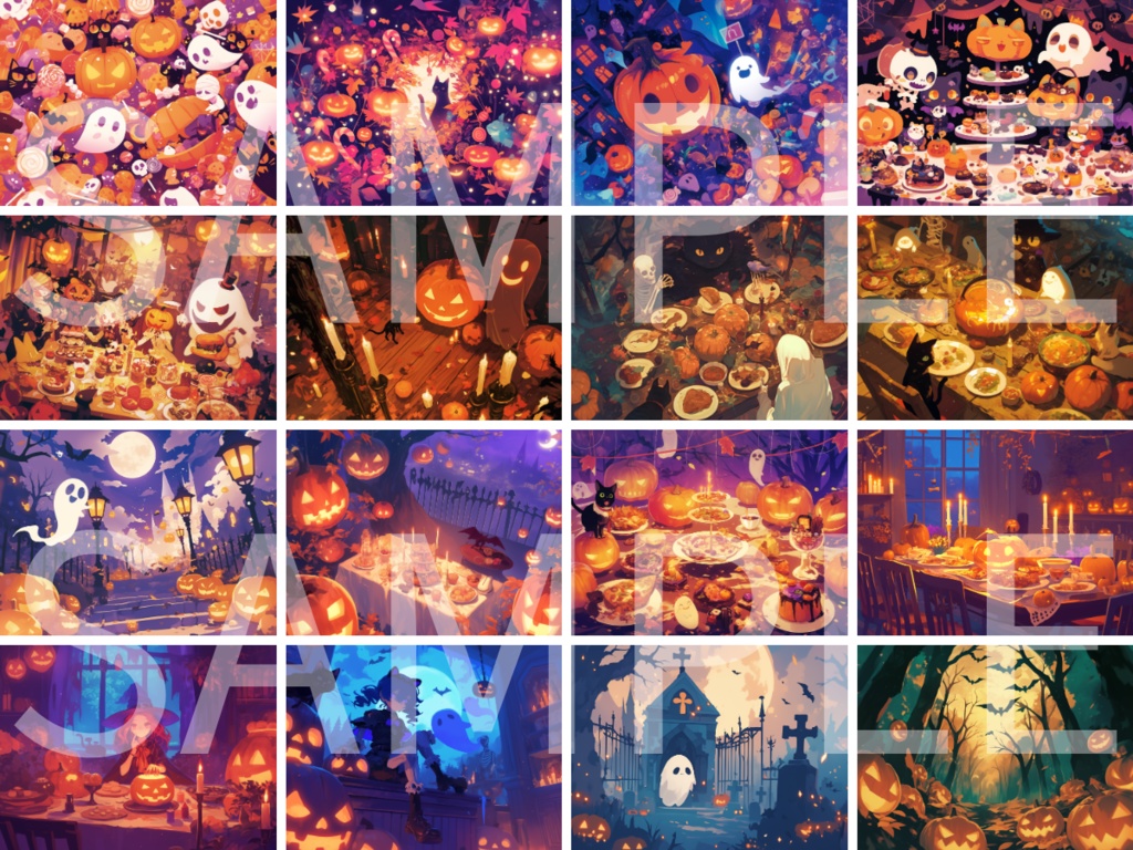 【背景素材】ハロウィンの背景素材100枚(比率4:3サイズ)