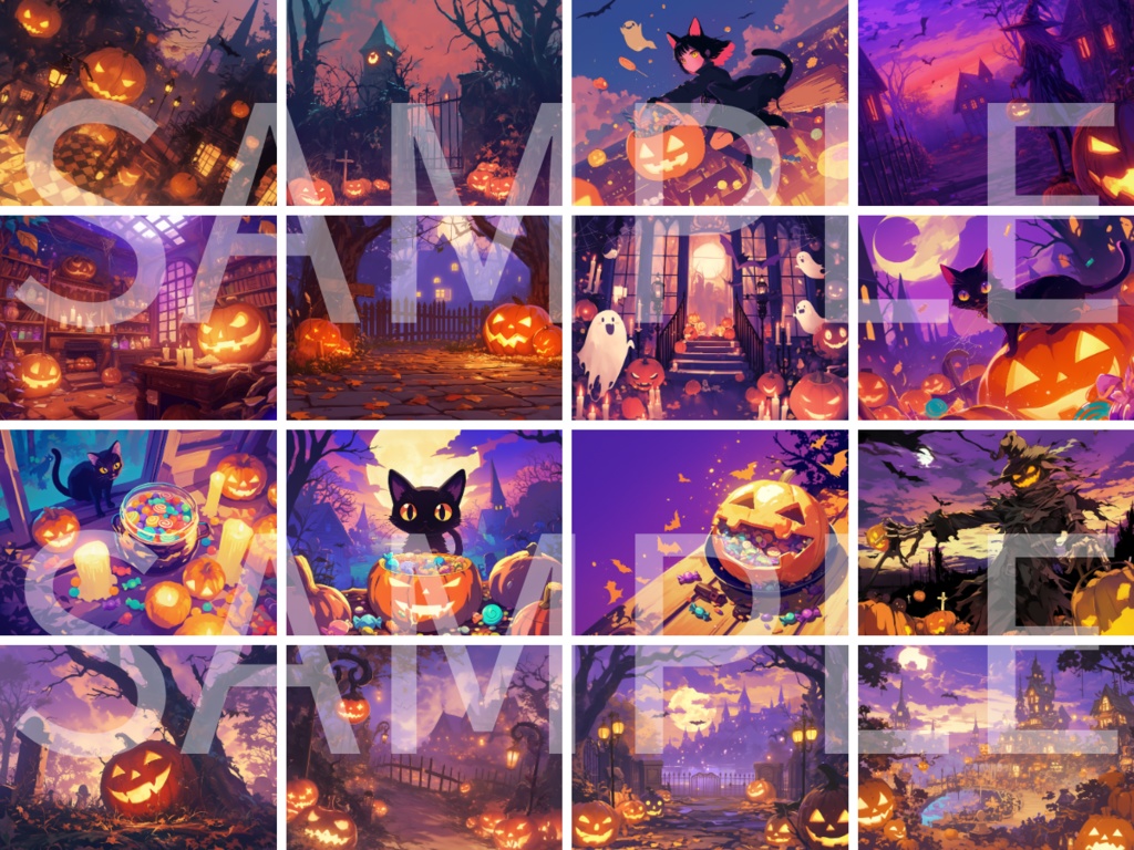 【背景素材】ハロウィンの背景素材100枚(比率4:3サイズ)