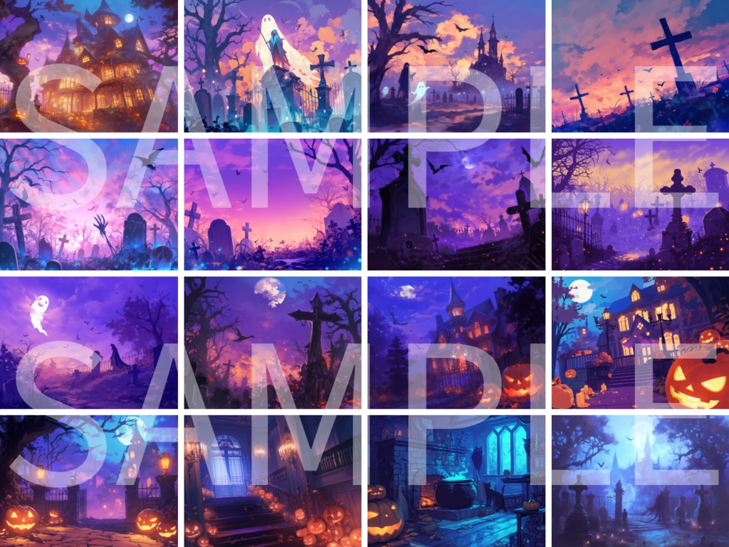 【背景素材】ハロウィンの背景素材100枚(比率4:3サイズ)