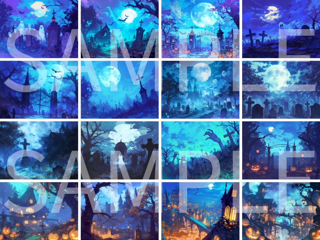 【背景素材】ハロウィンの背景素材100枚(比率4:3サイズ)