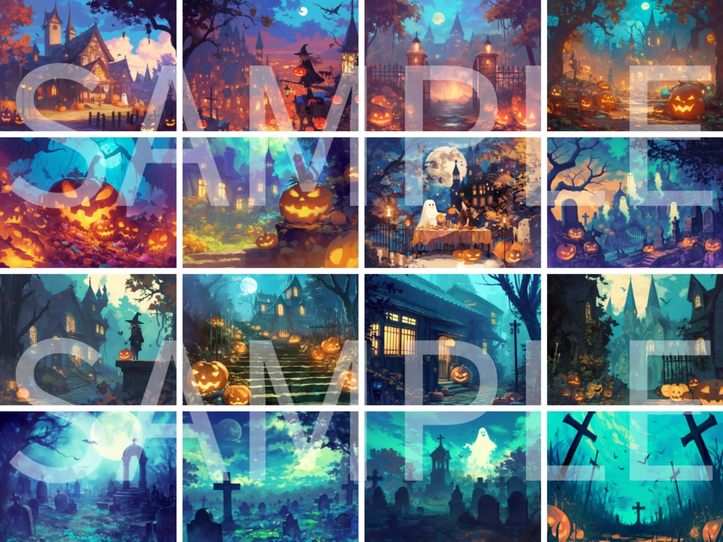 【背景素材】ハロウィンの背景素材100枚(比率4:3サイズ)