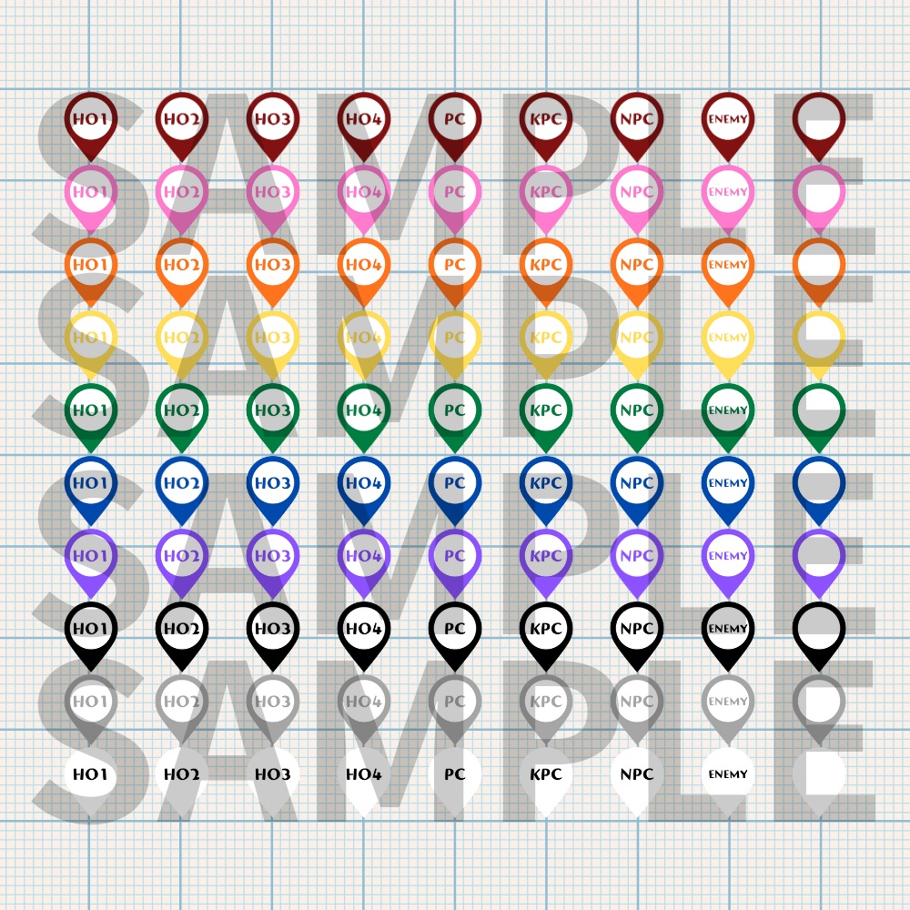 【動く素材】ぴょこぴょこ動くCoCキャラコマピン9種類×10色