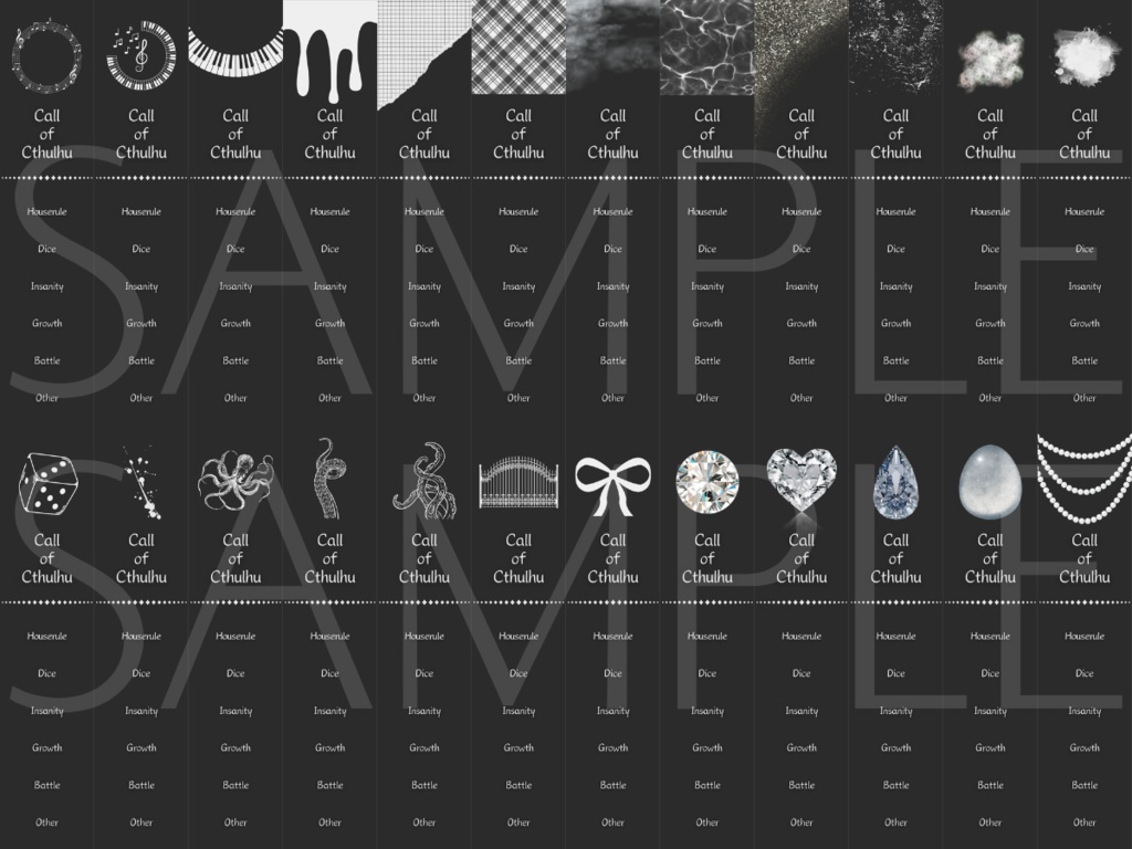 【ココフォリア部屋素材】black×white系ルール素材100種類♥