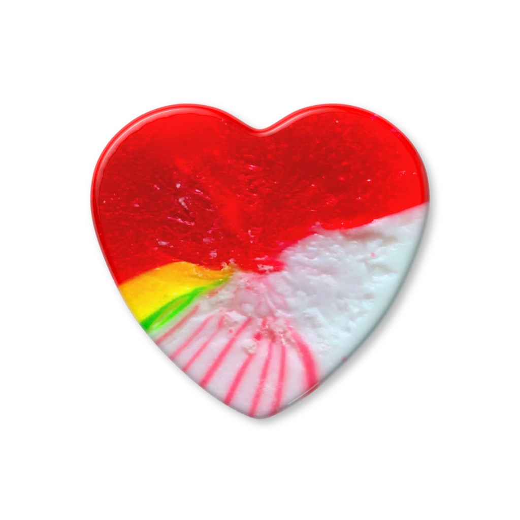 赤オクチュンダン(韓国の伝統の飴) ハートバッジ red Okchundang (Korean traditional candy) heart badge