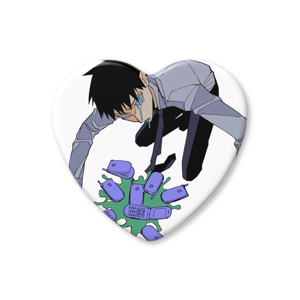 イラスト「もしもし。」 ハートバッジ Illustration 「Hello?」 heart badge
