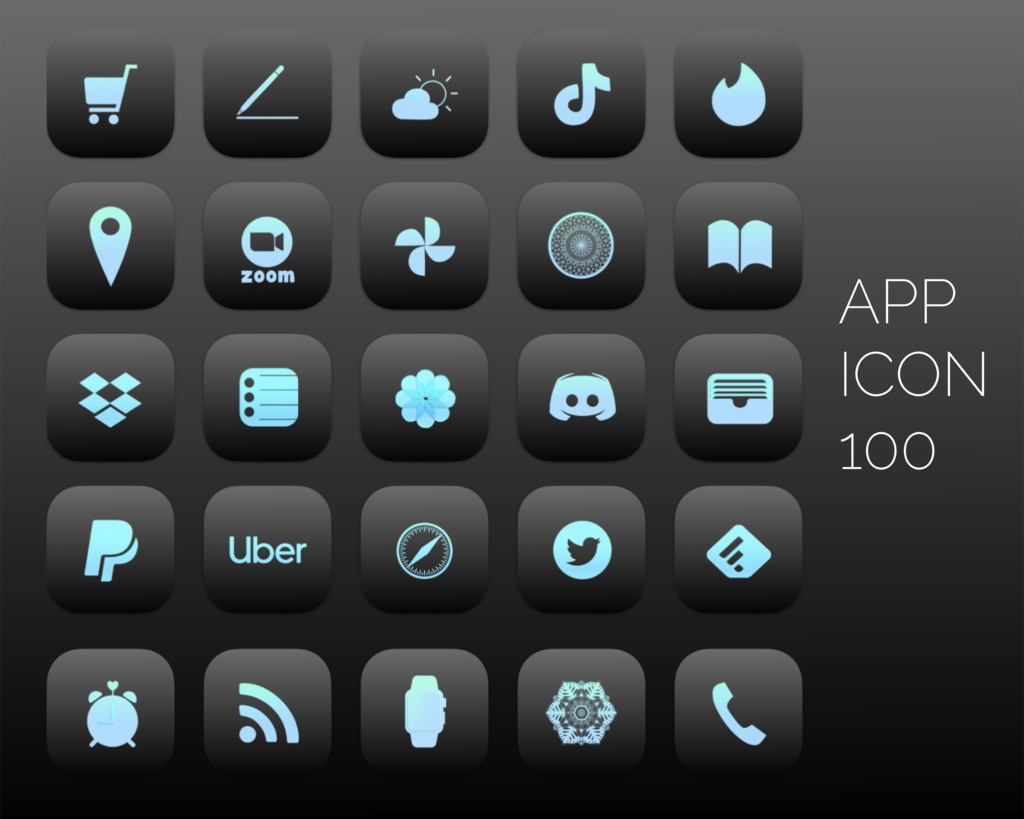 Blue glitter icon 100 BLACK background