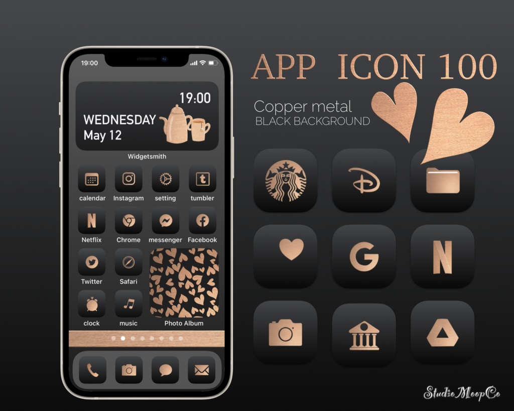 Copper metal icon 100