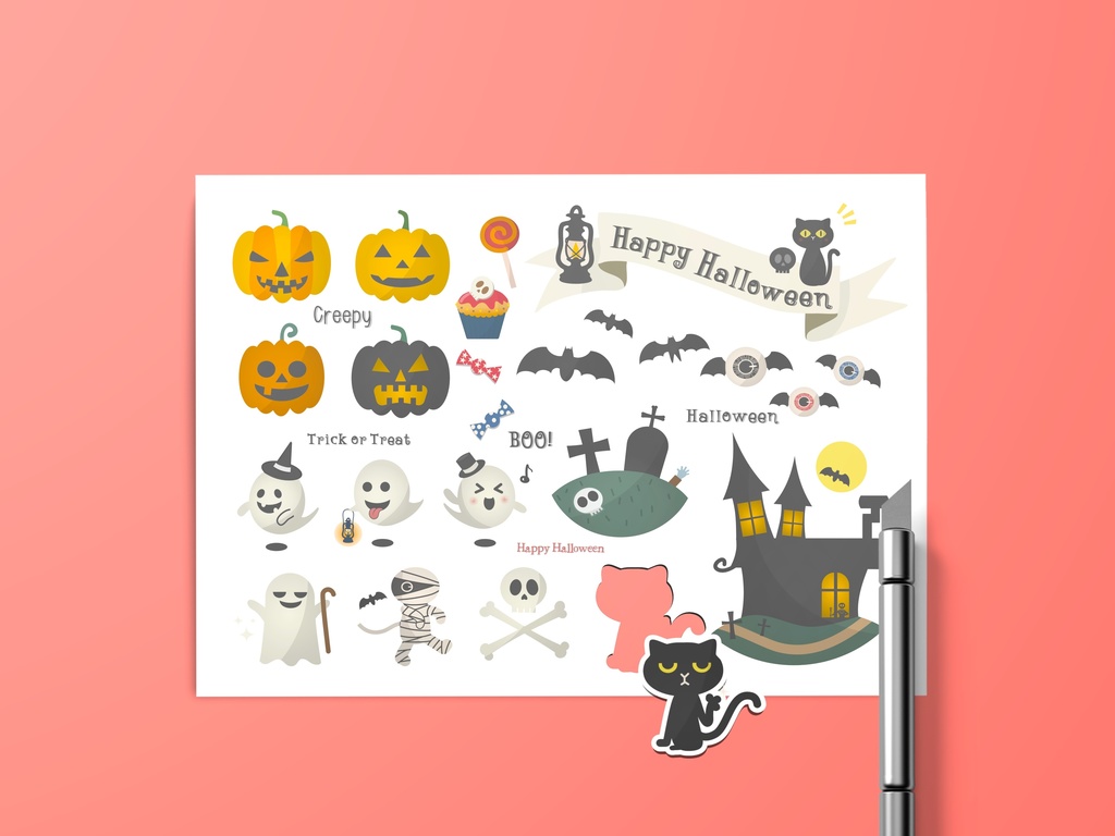 Happy Halloween material sticker set ,ハッピーハロウィンステッカーセット