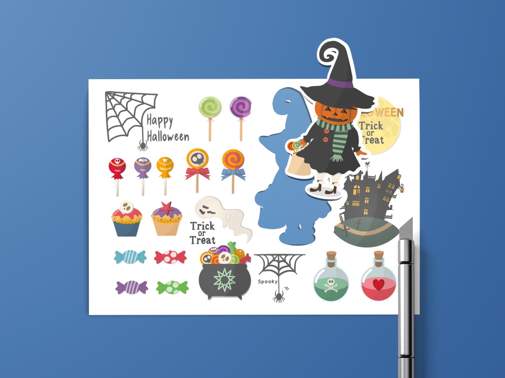Trick or Treat  material sticker set , Trick or Treatステッカーセット
