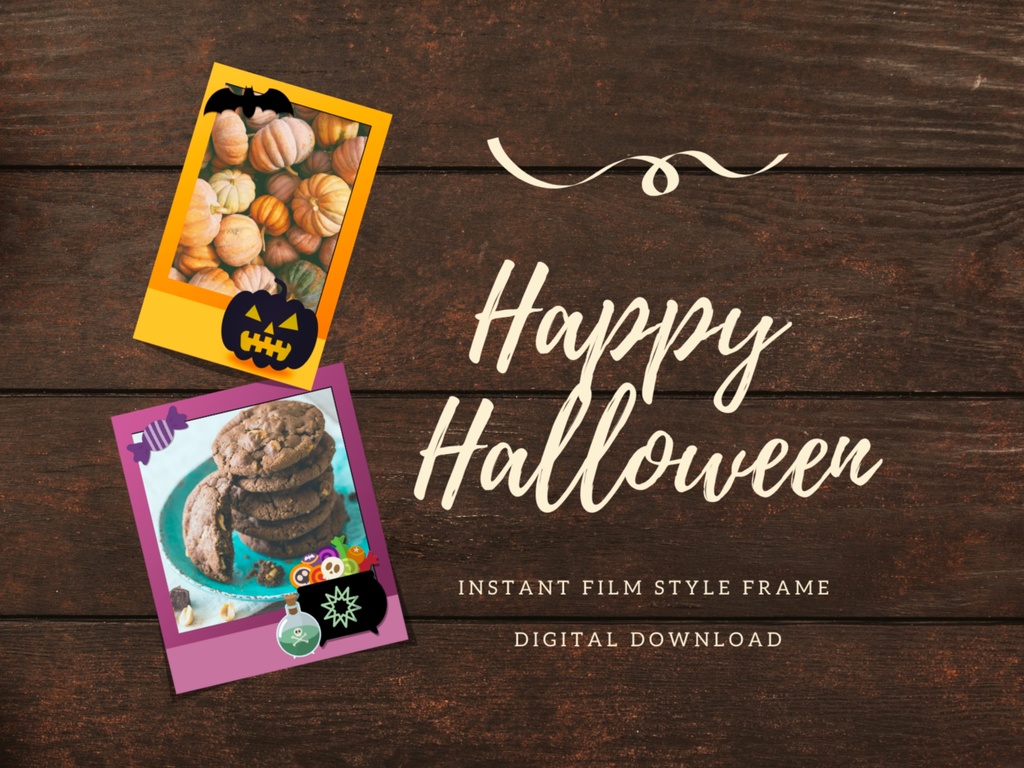 Instant film style frame halloween,インスタントフィルム風フレーム