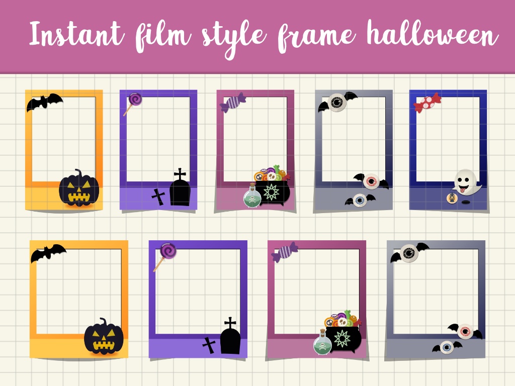 Instant film style frame halloween,インスタントフィルム風フレーム