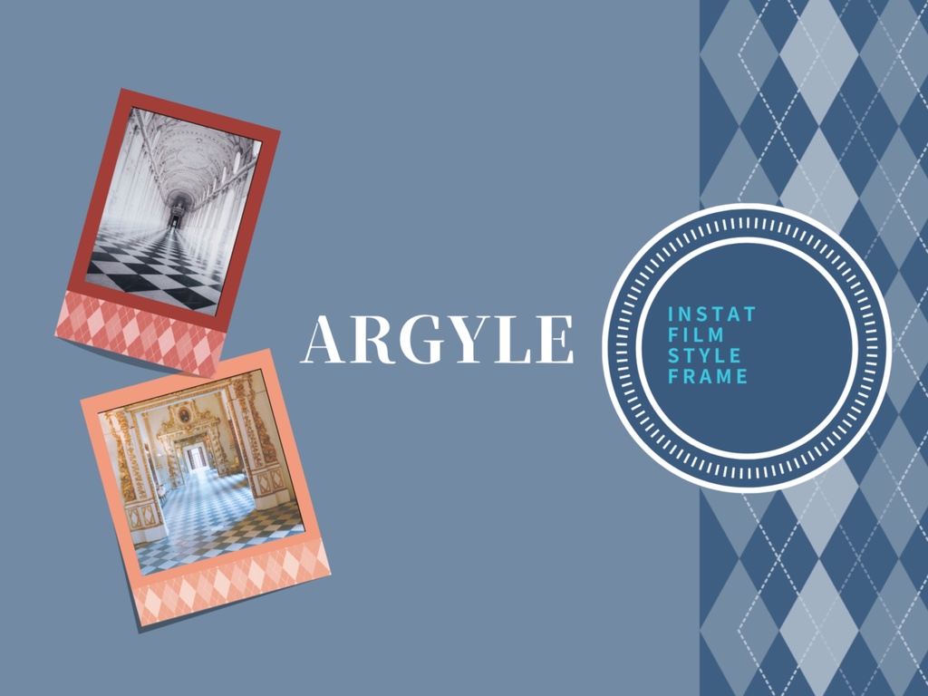 instant film style frame argyle,インスタントフィルム風フレームアーガイル