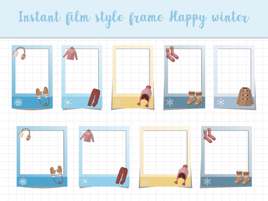 Instant film style frame happy winter,インスタントフィルム風フレームハッピーウインター