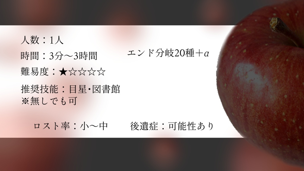 【CoCソロ】林檎【短時間】