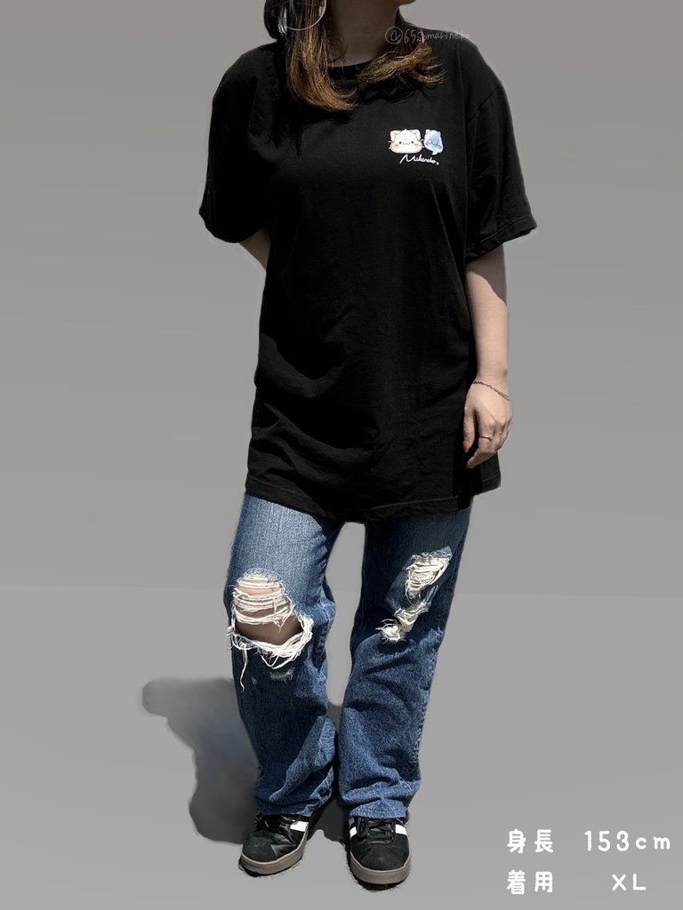 ぬけねこ黒Tシャツ