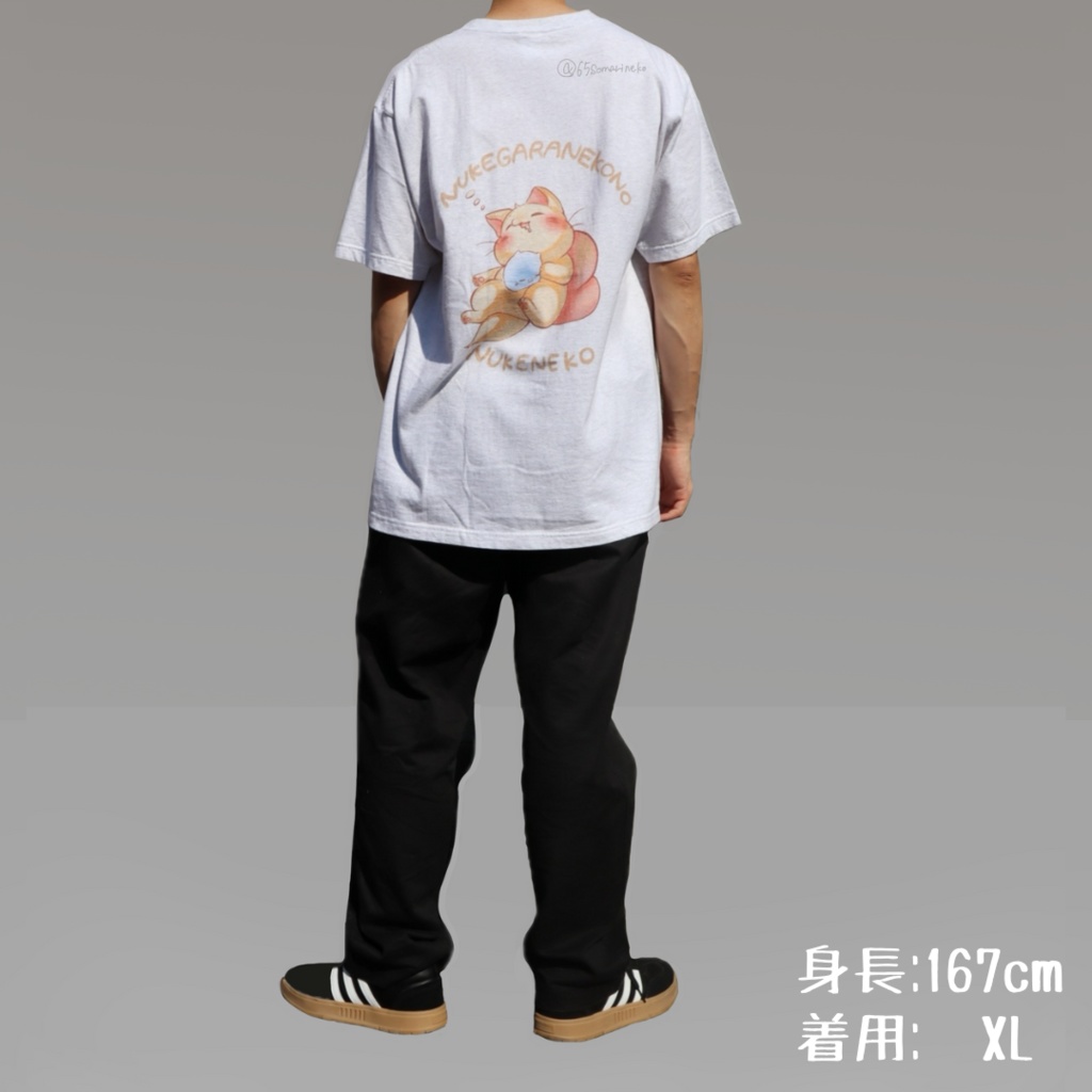 ぬけねこまったり両面Tシャツ