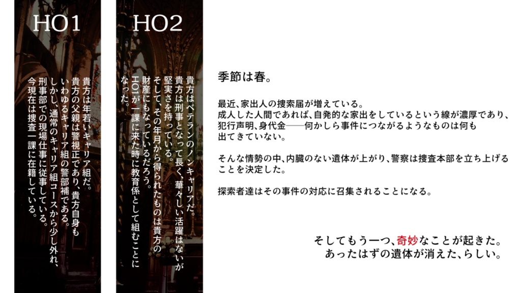 【CoC/刑事シナリオ】19グラムの告解