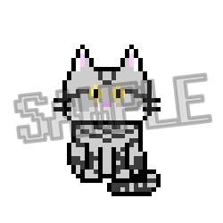 毛づくろいする猫【ドット絵】