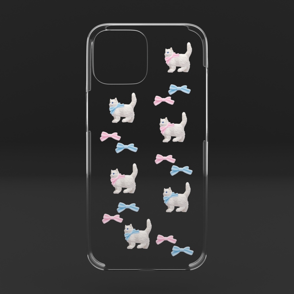 ねこ&リボン girly parts/クリアiPhoneケース