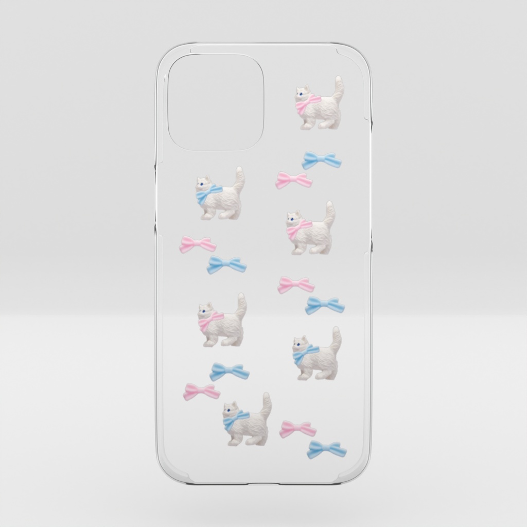 ねこ&リボン girly parts/クリアiPhoneケース