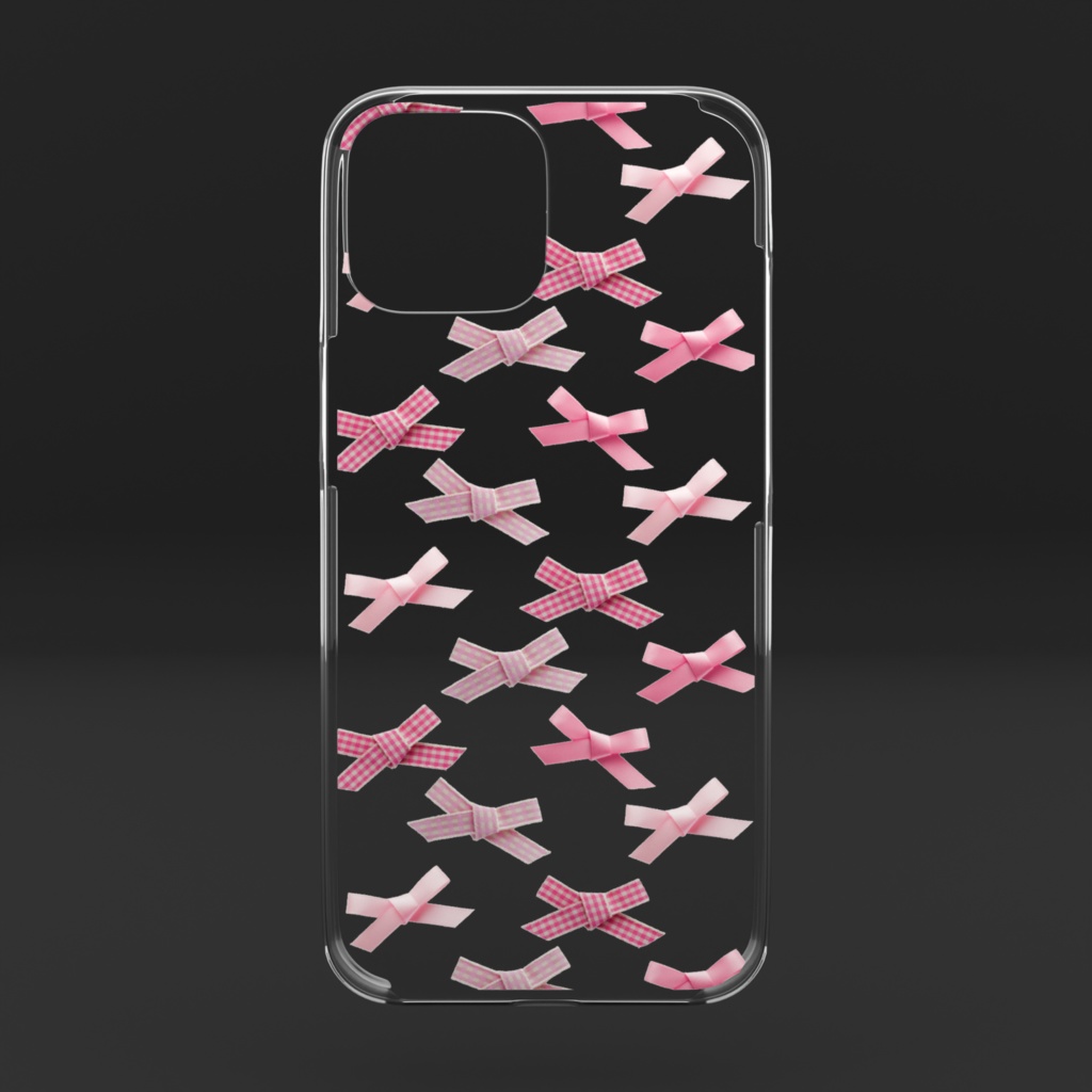 ピンクなリボンいっぱい・クリアスマホケース