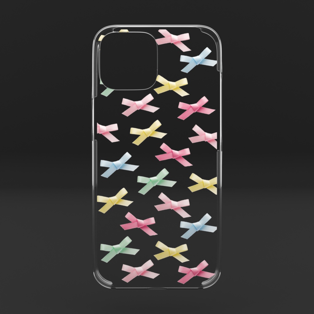 パステルリボンいっぱい・クリアスマホケース