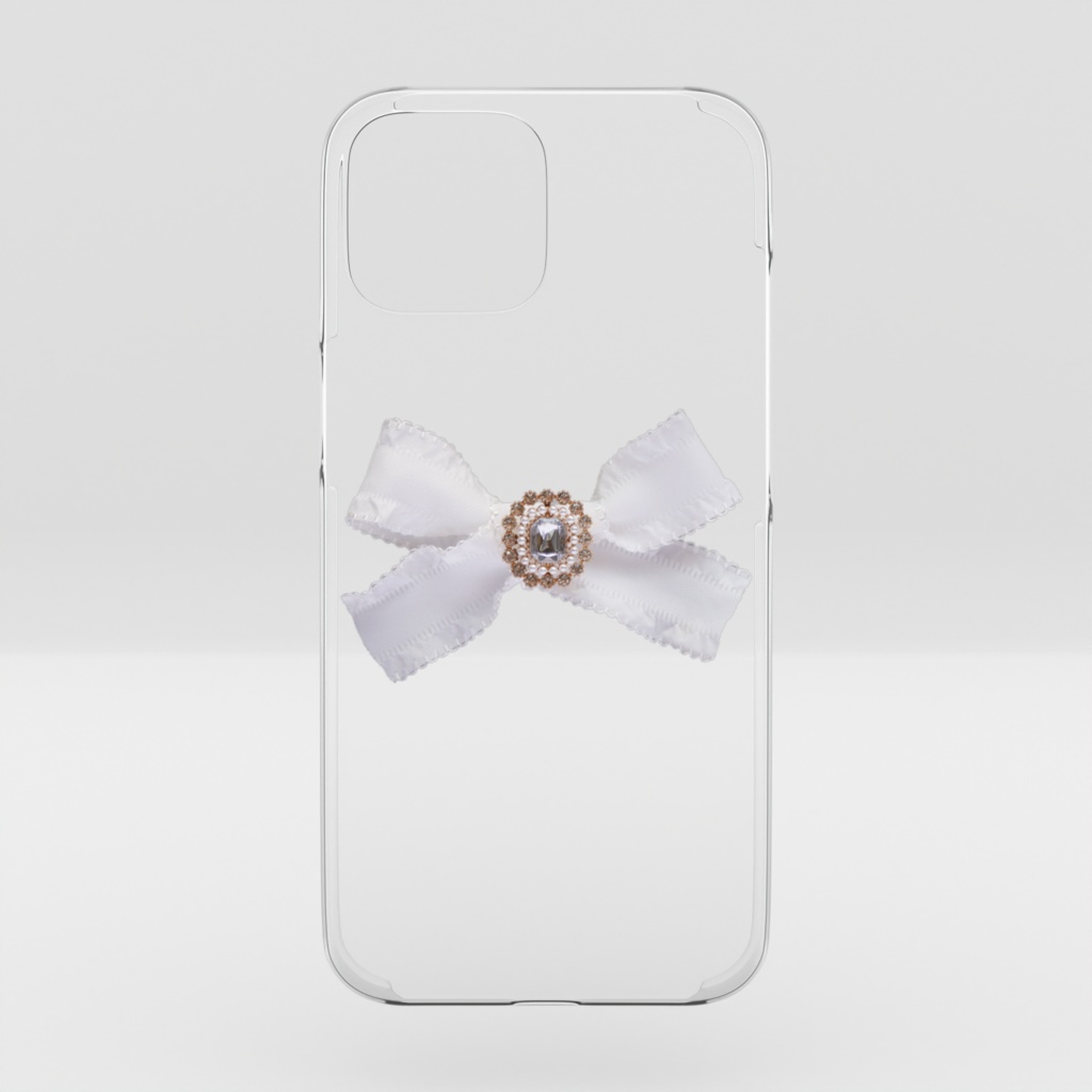 《white》ribbon&bijou/クリアiPhoneケース