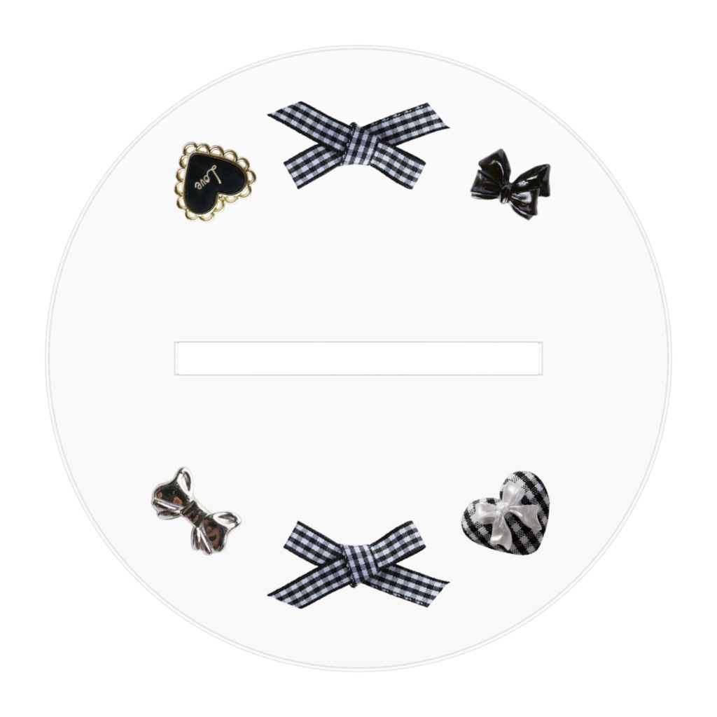 推しを彩る・ブラックなリボン&ハートの背景アクリル