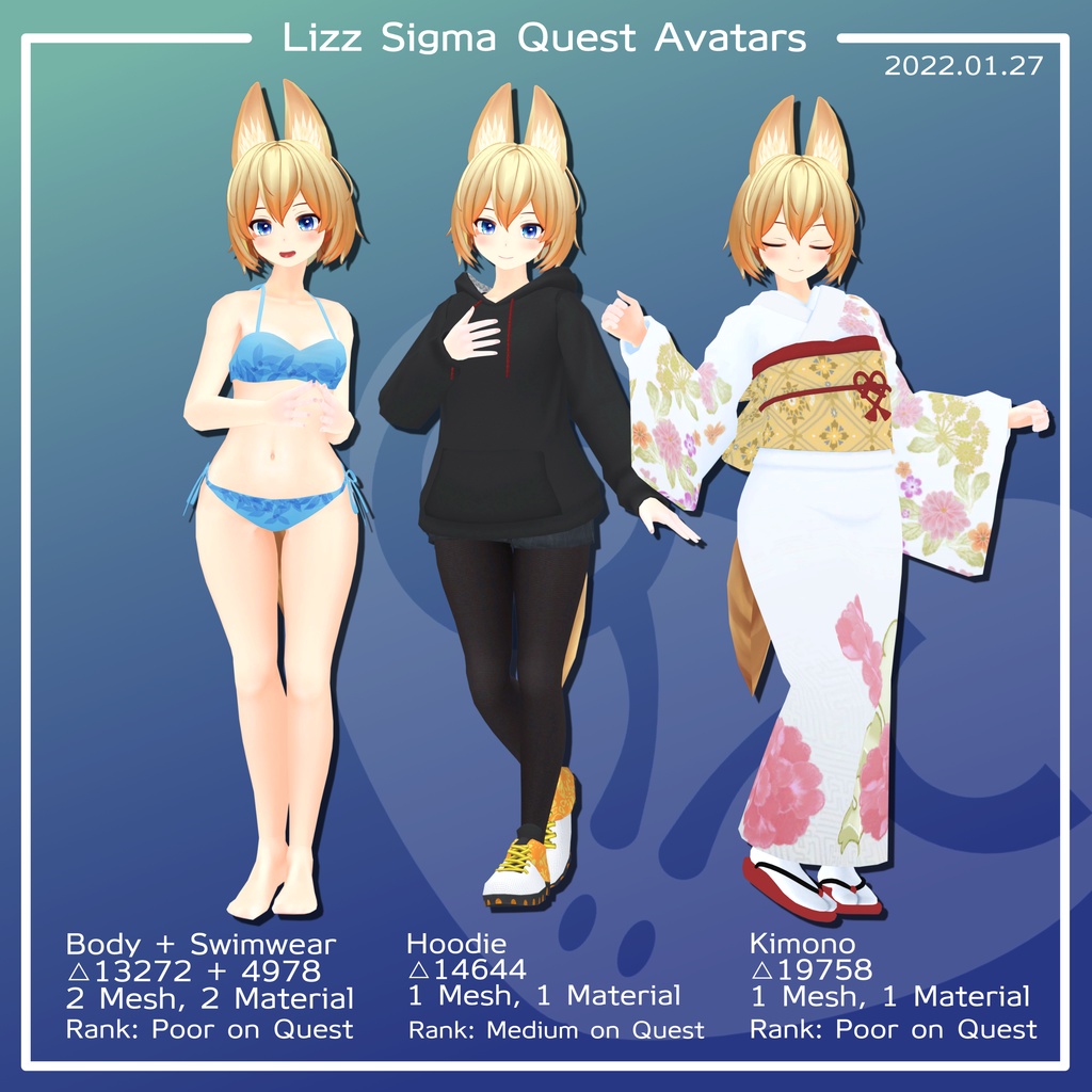 【オリジナル3Dモデル】 Lizz Sigma / リズ・シグマ【Questモデル付属】