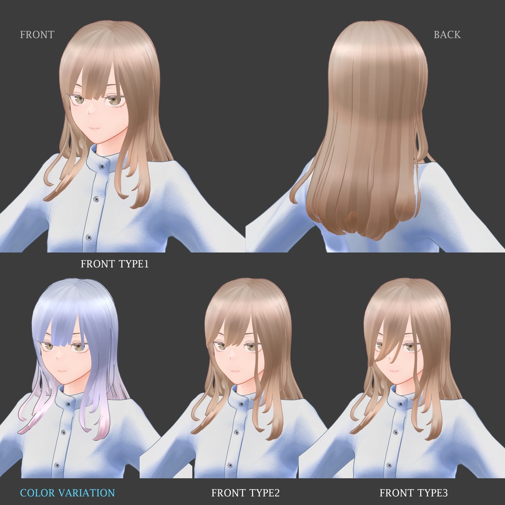 Fluctua専用髪型3Dモデル「Fluctua - Long Hair」