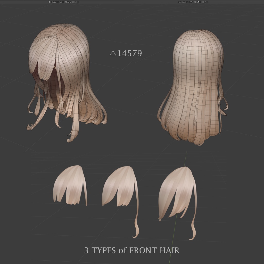 Fluctua専用髪型3Dモデル「Fluctua - Long Hair」