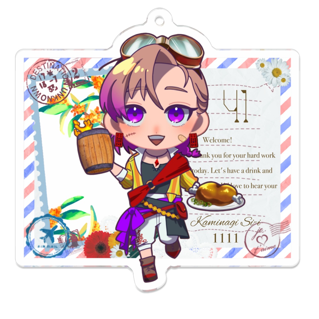 手紙風アクキー(囍ver.) - 70 x 70 (mm)