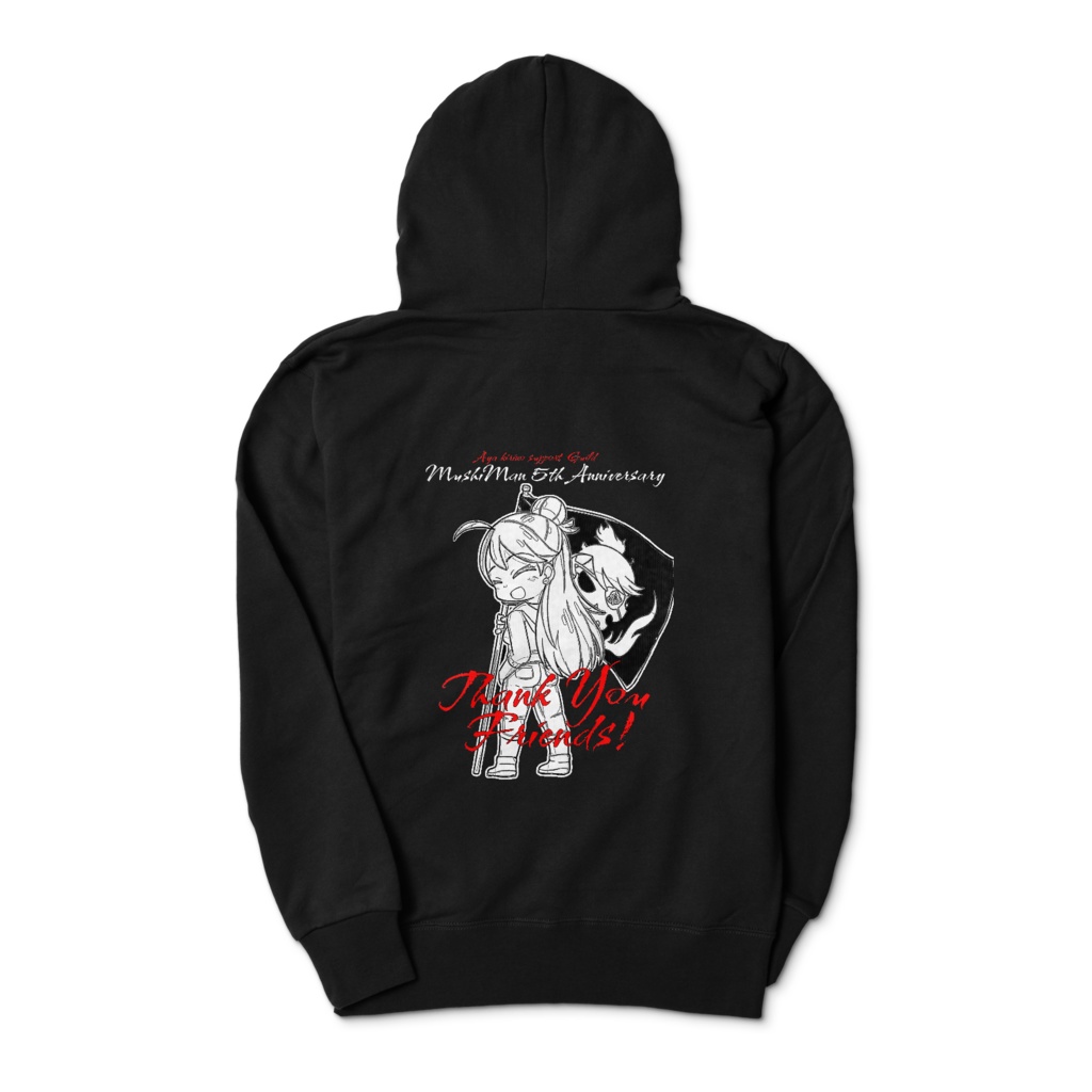 むしまん5周年パーカー 白 黒