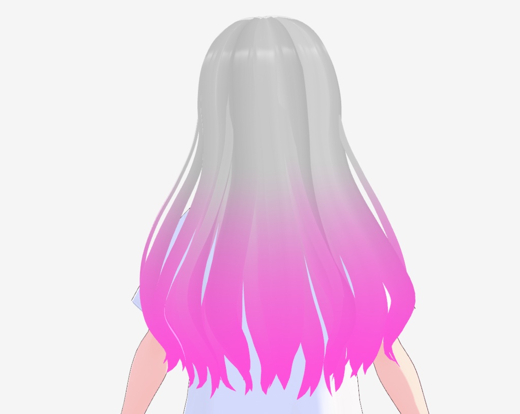Vroid White/Silver Hair Pink Tips Gradient Texture