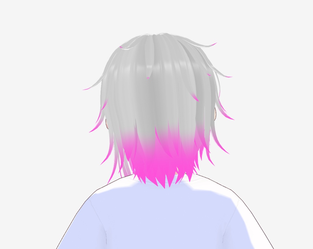 Vroid White/Silver Hair Pink Tips Gradient Texture