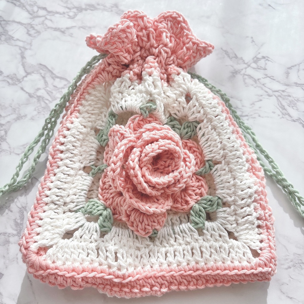 ラブリーピンク薔薇の巾着