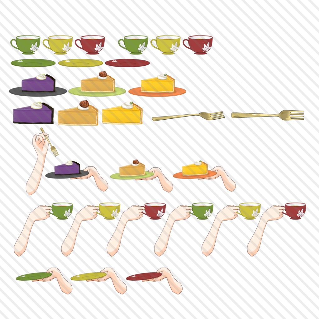 【イラスト素材】秋のケーキセット