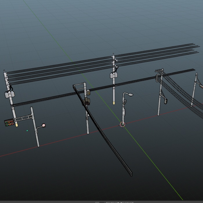 ３d素材　電柱・信号  ６個　 blender　obj fbx