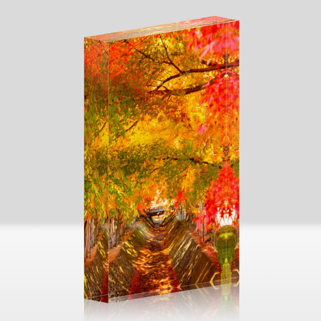 もみじ回廊(河口湖)アクリルブロック|Autumn Maple Tunnel – Kawaguchiko (Acrylic Block)