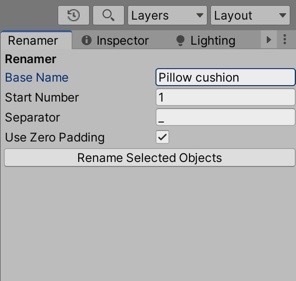 Renamer - 選択したオブジェクトを一括で連番をつけてリネームできるUnityエディタ拡張