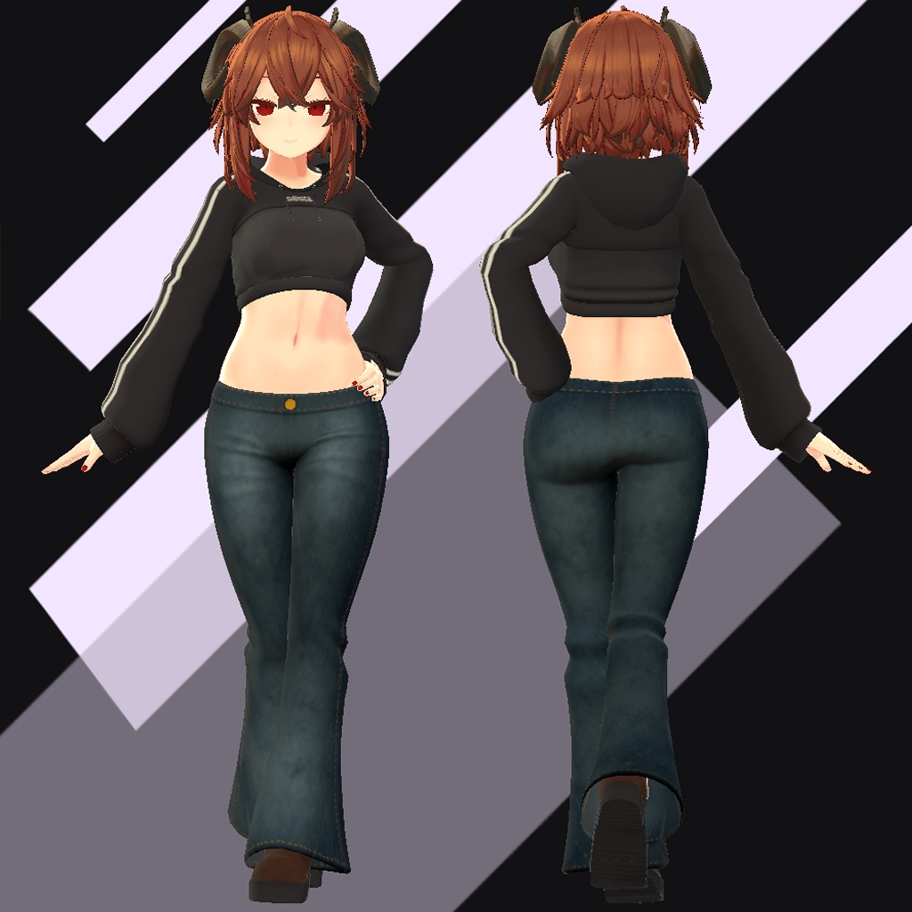 ひるね屋のハーフパーカー&ワイドレッグジーンズ for Merino