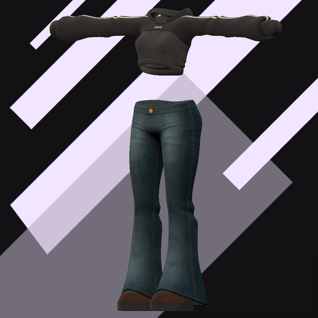 ひるね屋のハーフパーカー&ワイドレッグジーンズ for Merino