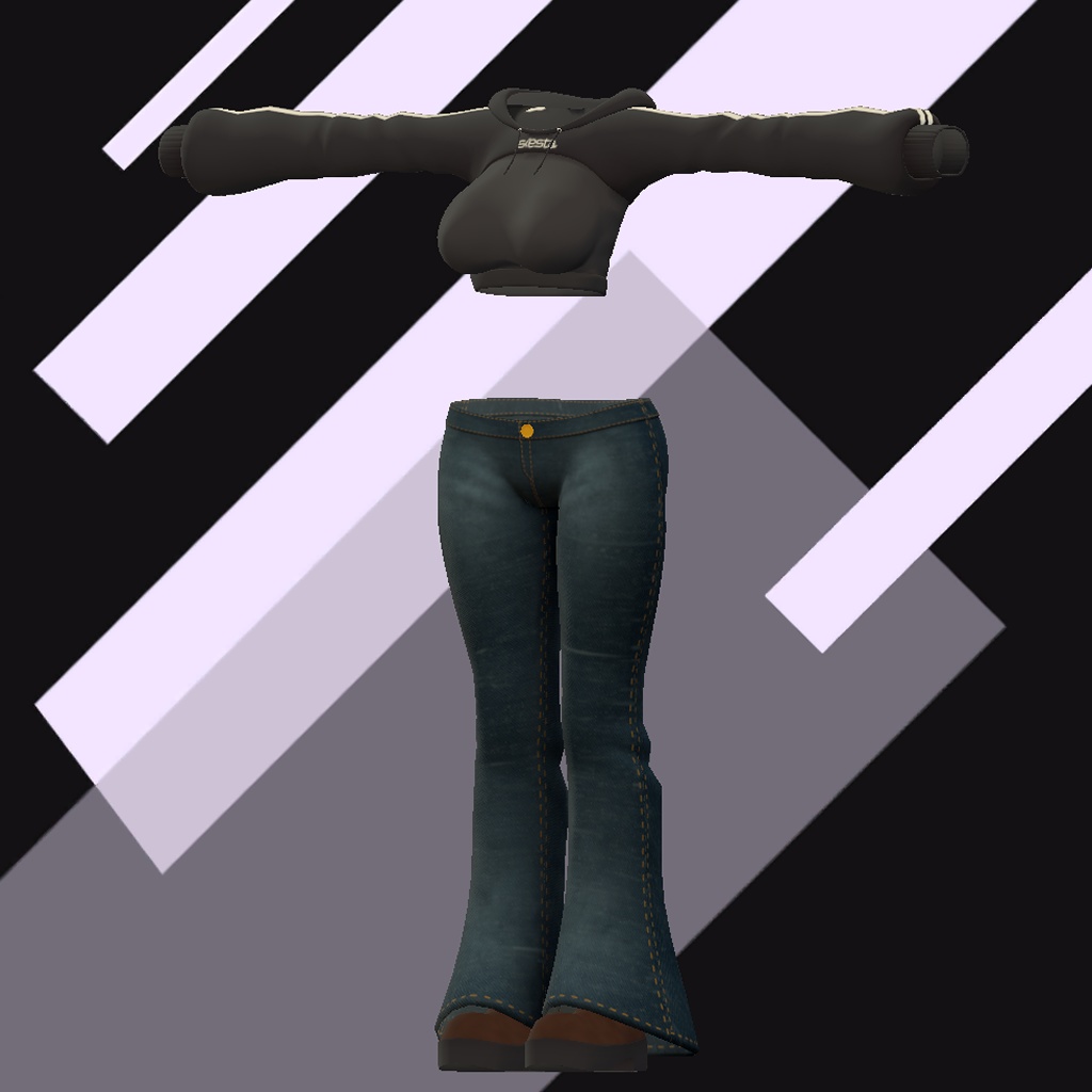 ひるね屋のハーフパーカー&ワイドレッグジーンズ for Kokoa