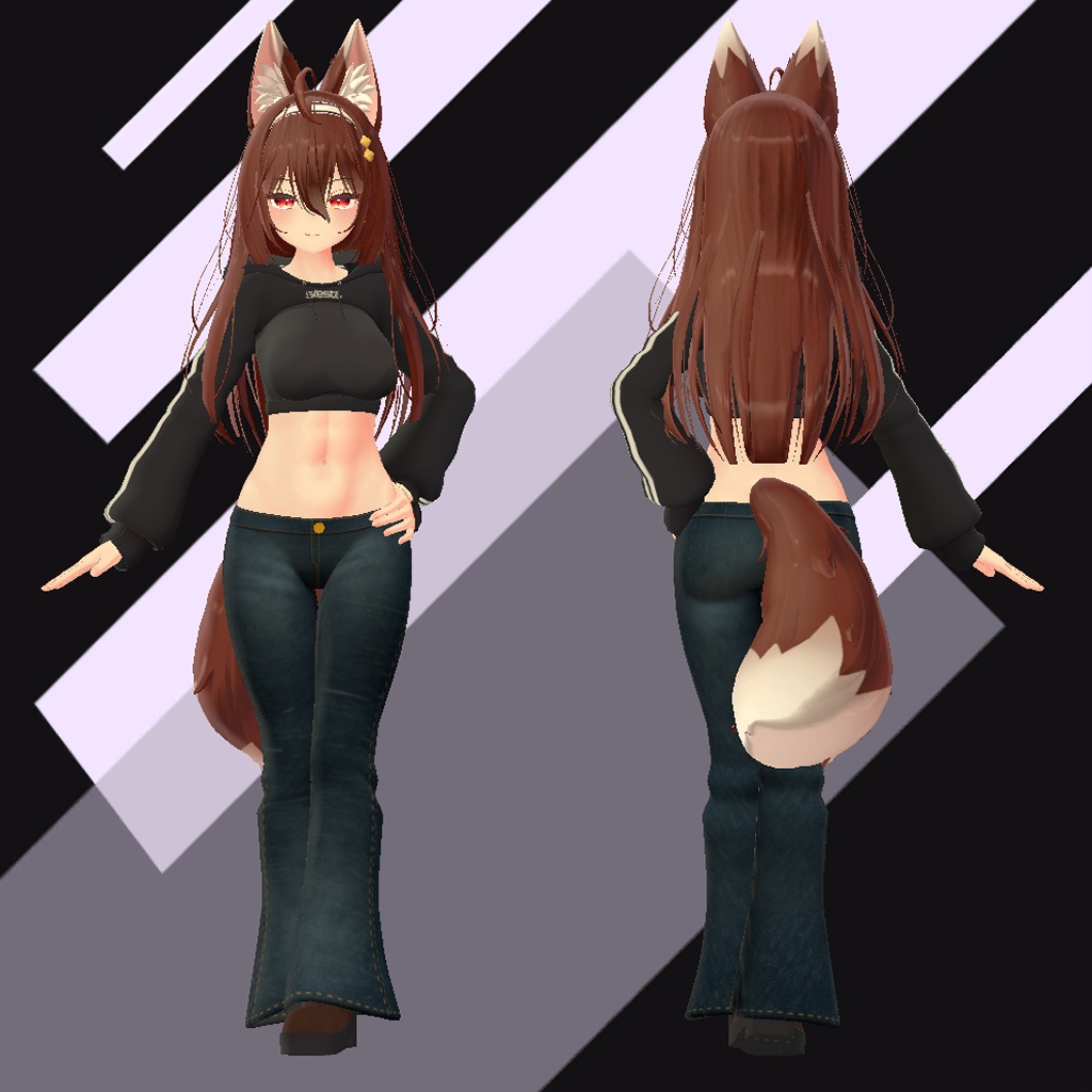 ひるね屋のハーフパーカー&ワイドレッグジーンズ for Kokoa