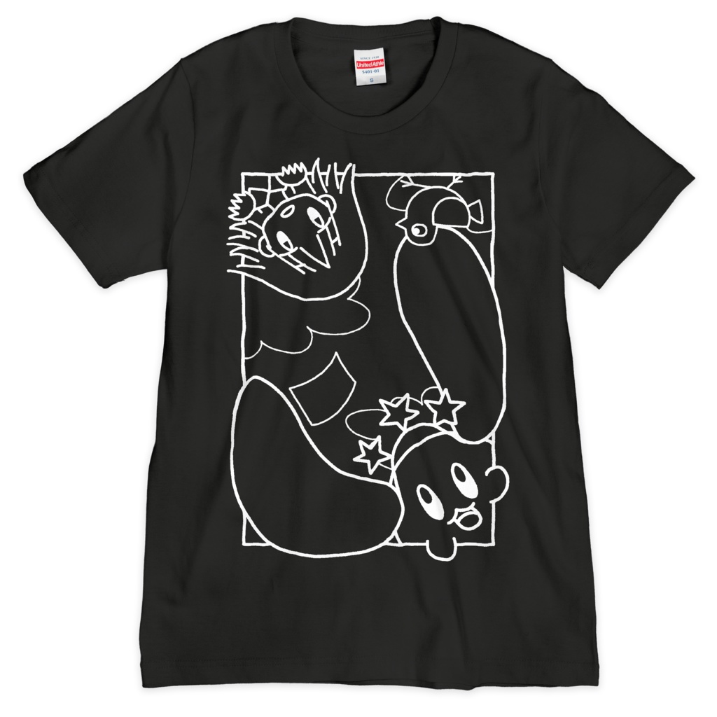 「白い駅」Tシャツ(シルクスクリーン印刷)(ブラック)