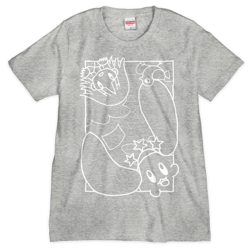 「白い駅」Tシャツ(シルクスクリーン印刷)(ミックスグレー)