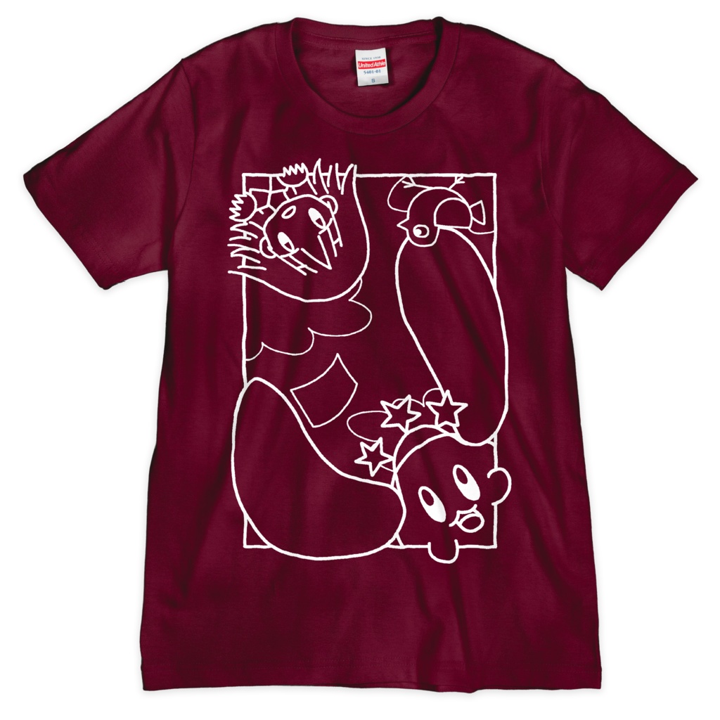「白い駅」Tシャツ(シルクスクリーン印刷)(バーガンディ)