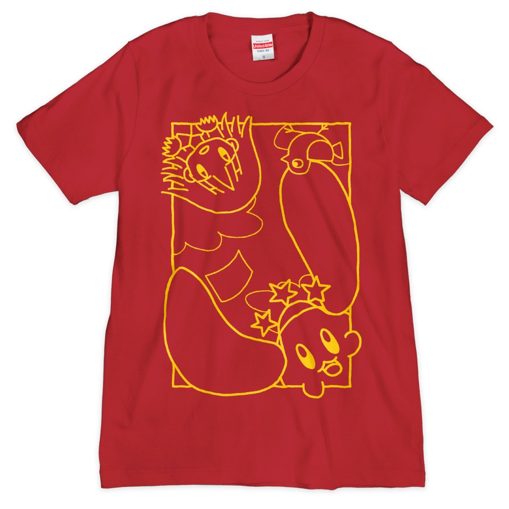 「白い駅」Tシャツ(シルクスクリーン印刷)(レッド)