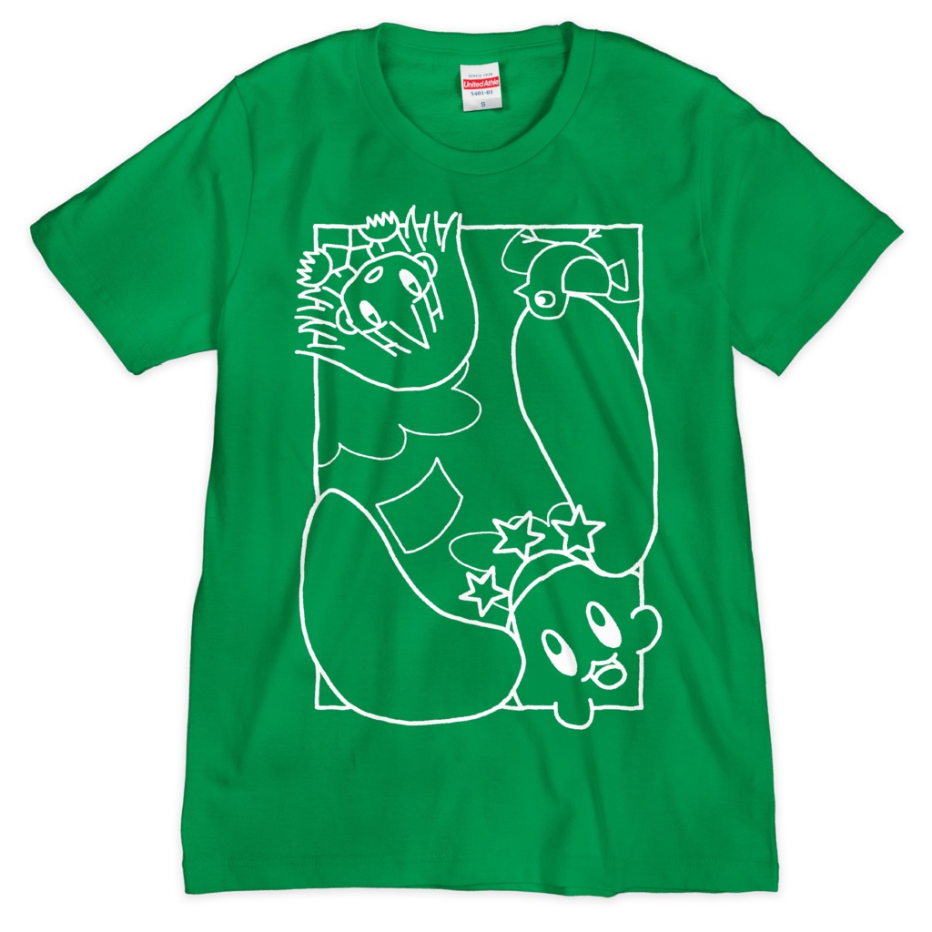 「白い駅」Tシャツ(シルクスクリーン印刷)(グリーン)